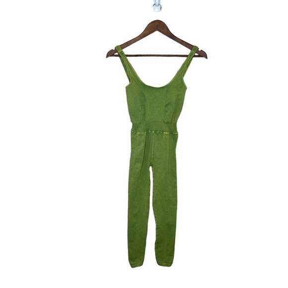 NWOT Free People Movement Good Karma Onesie Jumpsuit In Disco Lime - Picture 5 of 13